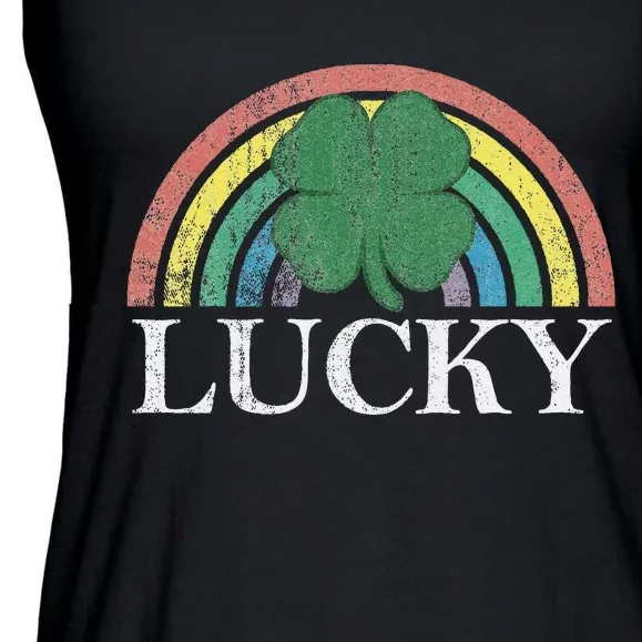 Lucky Shamrock St. Patrick's Day Saint Paddy's Rainbow Irish Ladies Essential Flowy Tank