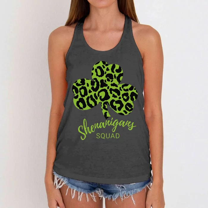 Leopard Shenanigan Squad st patrick green Shamrock Women's Knotted Racerback Tank