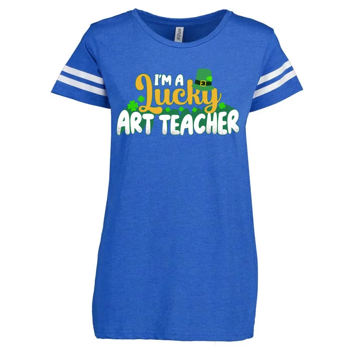 Lucky Shamrock St Patricks Day Im A Lucky Art Teacher Great Gift Enza Ladies Jersey Football T-Shirt