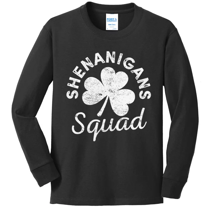 Leopard Shenanigan Squad st patrick green saint irish Kids Long Sleeve Shirt