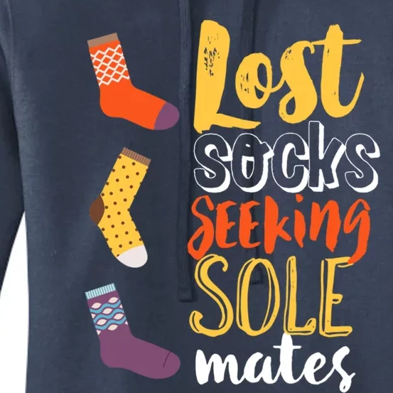 Lost Socks Seeking Sole Mates Funny Pun About Finding Love Gift Women's Pullover Hoodie