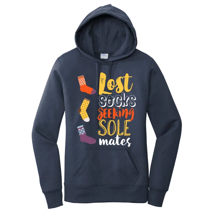 Lost Socks Seeking Sole Mates Funny Pun About Finding Love Gift Women's Pullover Hoodie