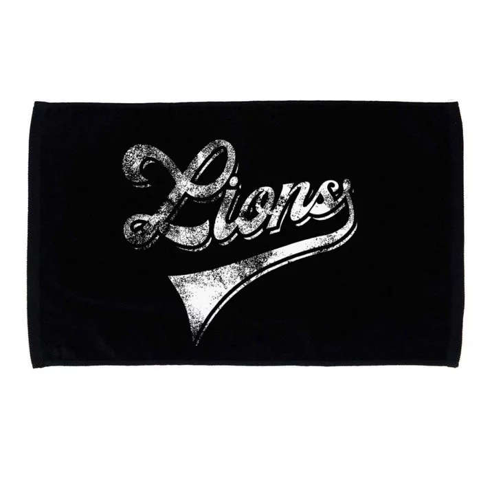 Lions School Sports Fan Team Spirit Mascot Vintage Microfiber Hand Towel