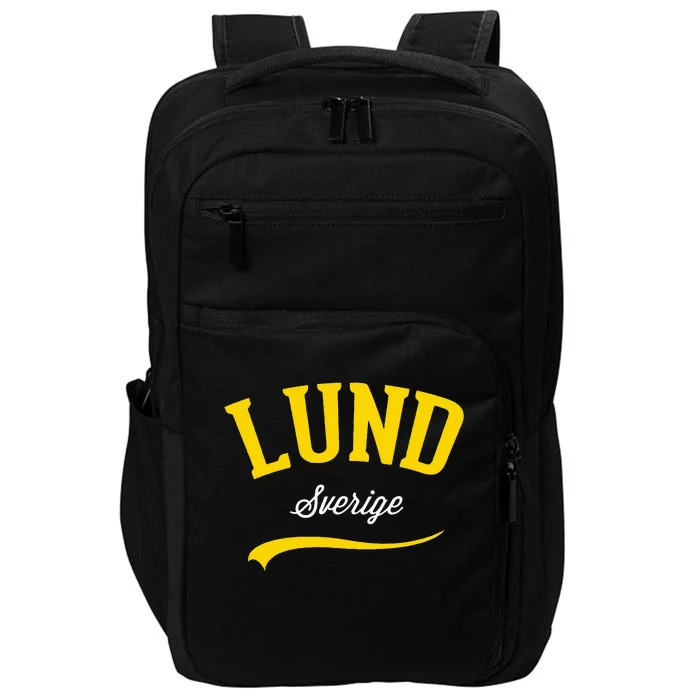 Lund Sweden Sverige Vintage Athletic Retro Sports Style Impact Tech Backpack