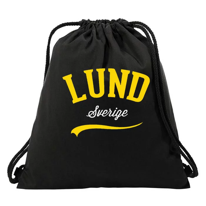 Lund Sweden Sverige Vintage Athletic Retro Sports Style Drawstring Bag