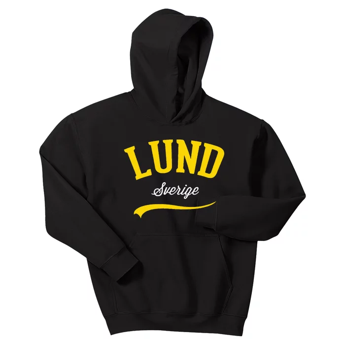 Lund Sweden Sverige Vintage Athletic Retro Sports Style Kids Hoodie