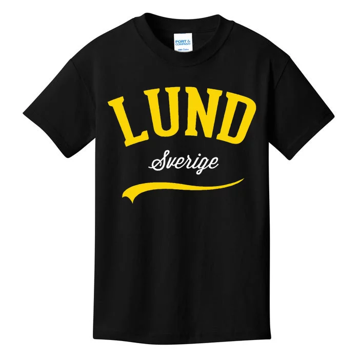 Lund Sweden Sverige Vintage Athletic Retro Sports Style Kids T-Shirt