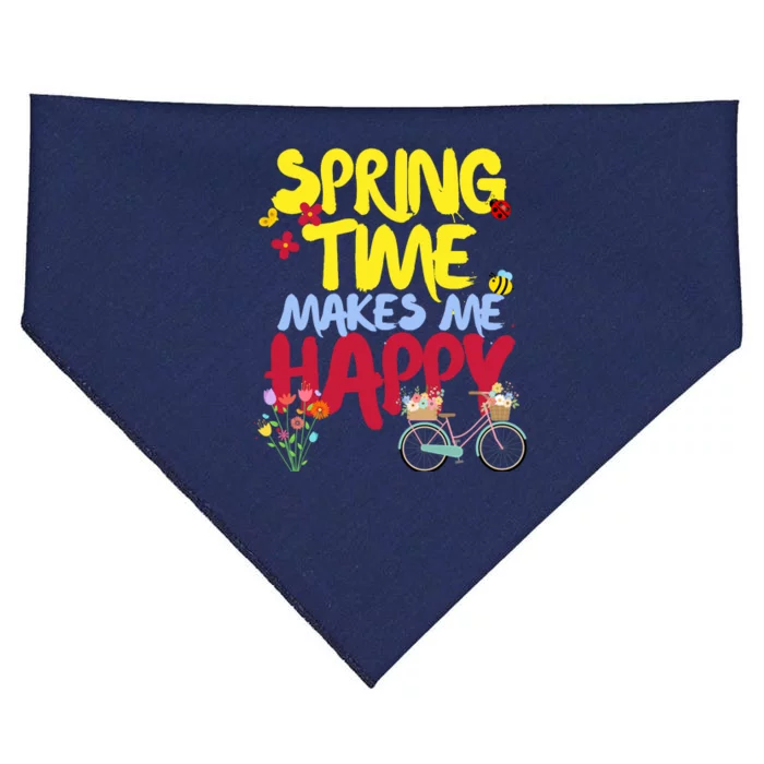 Ladies Spring Time Makes Me Happy Cute Summer Weather Tops USA-Made Doggie Bandana