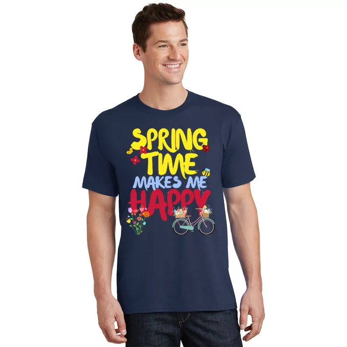 Ladies Spring Time Makes Me Happy Cute Summer Weather Tops T-Shirt