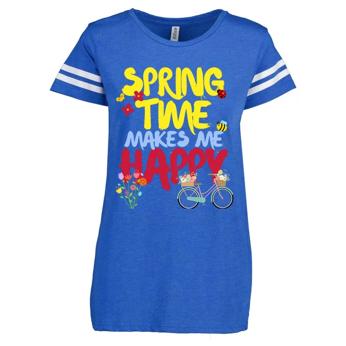 Ladies Spring Time Makes Me Happy Cute Summer Weather Tops Enza Ladies Jersey Football T-Shirt