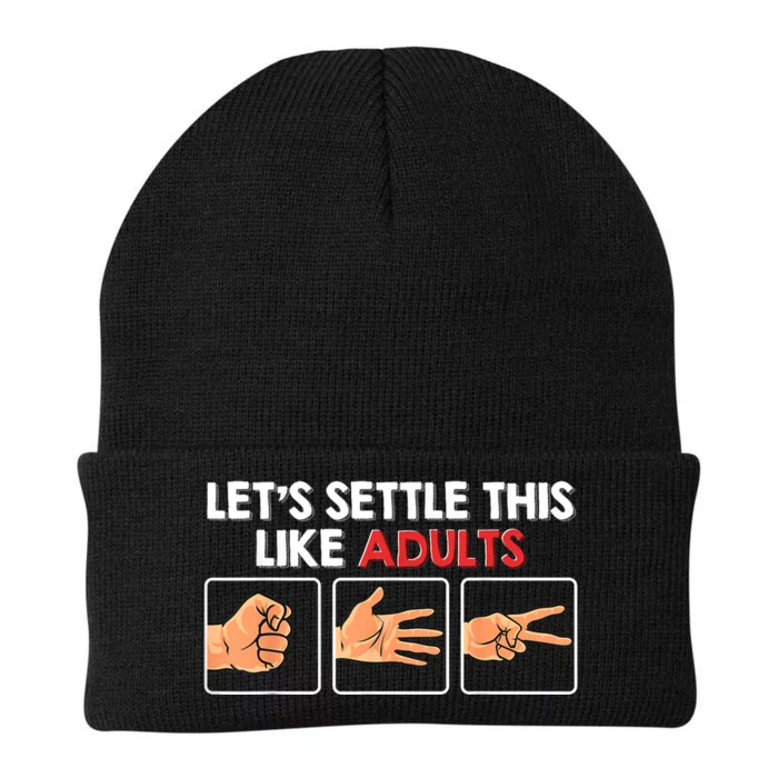 Lets Settle This Like Adults Funny Rock Paper Scissor Knit Cap Winter Beanie