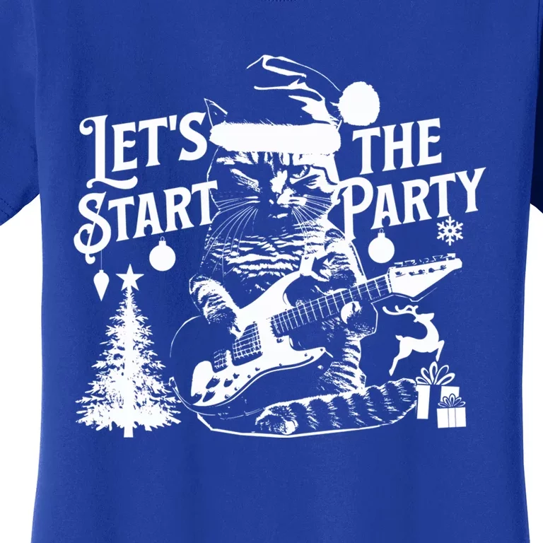 LetS Start The Party Cool Rocker Santa Cat Christmas Kitten Gift Women's T-Shirt