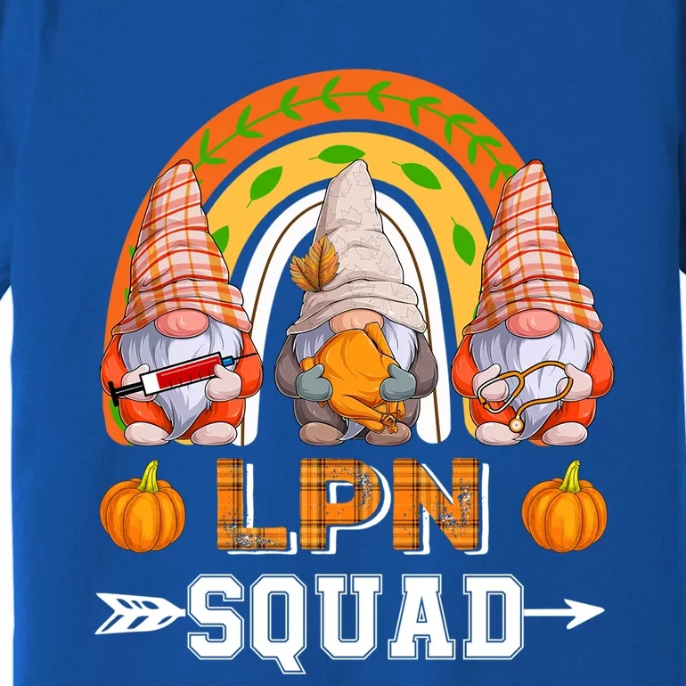 Lpn Squad Three Gnomes Thanksgiving Fall Pumpkins Rainbow Gift Premium T-Shirt