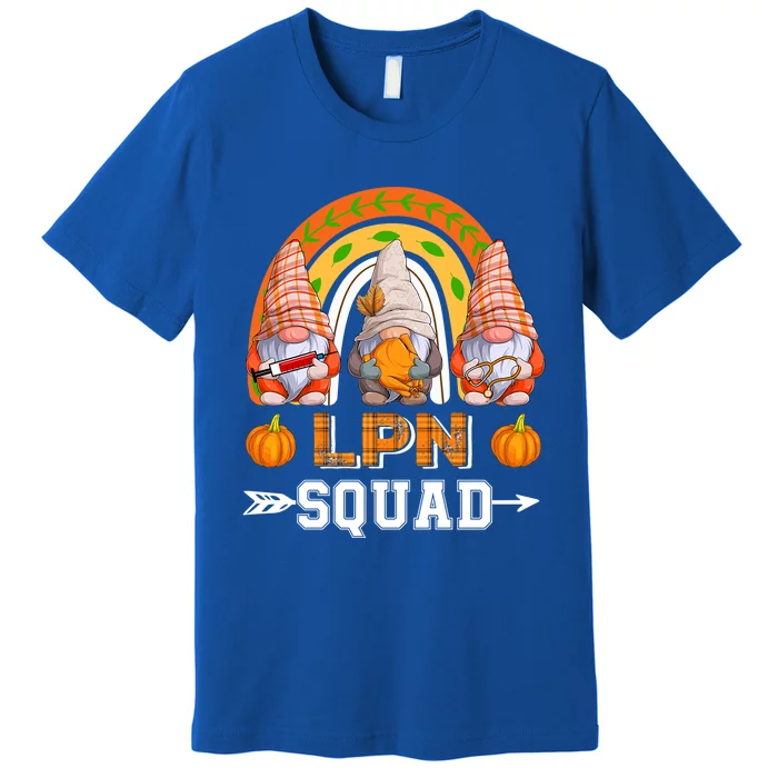 Lpn Squad Three Gnomes Thanksgiving Fall Pumpkins Rainbow Gift Premium T-Shirt