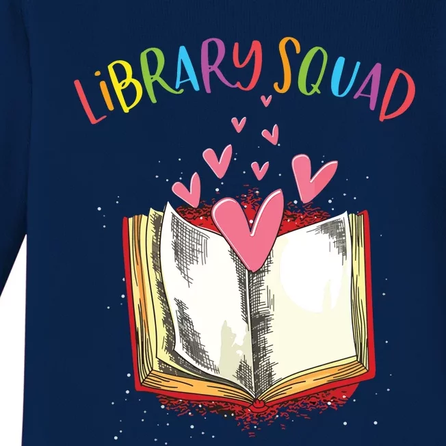 Library Squad Teacher Book Lovers Librarian Funny Baby Long Sleeve Bodysuit