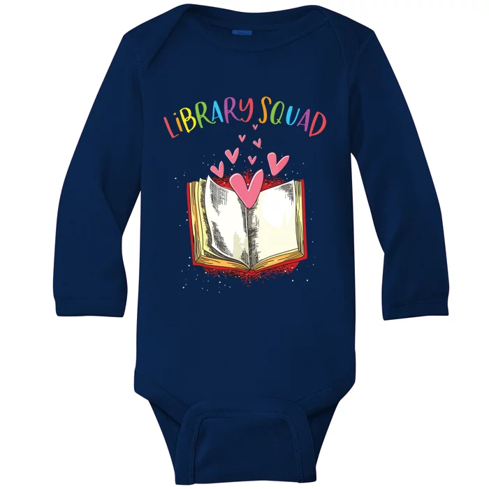 Library Squad Teacher Book Lovers Librarian Funny Baby Long Sleeve Bodysuit