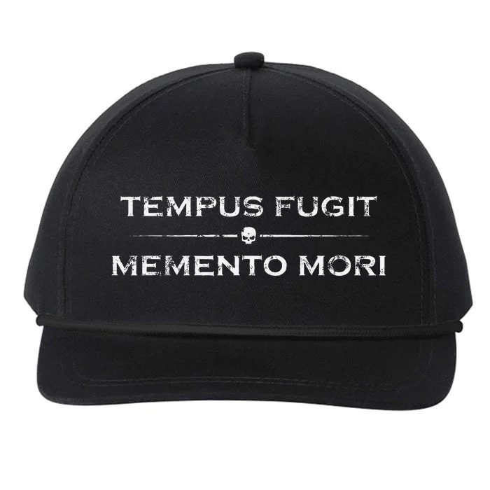 Latin Saying Tempus Fugit Memento Mori Snapback Five-Panel Rope Hat