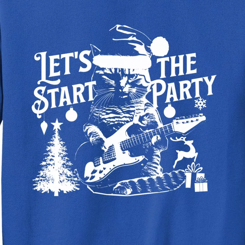 LetS Start The Party Cool Rocker Santa Cat Christmas Kitten Funny Gift Tall Sweatshirt