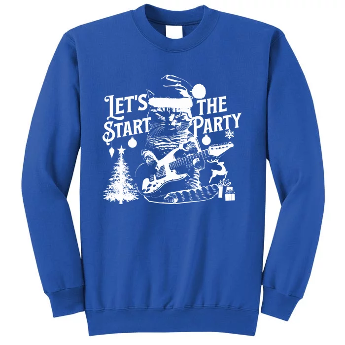 LetS Start The Party Cool Rocker Santa Cat Christmas Kitten Funny Gift Tall Sweatshirt