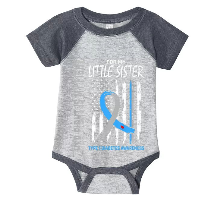 Little Sister Type 1 Diabetes Awareness USA Flag Infant Baby Jersey Bodysuit