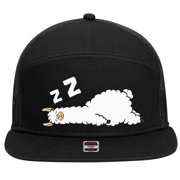 Llama Sleeping Tired Llama Pajama Love Llamas 7 Panel Mesh Trucker Snapback Hat