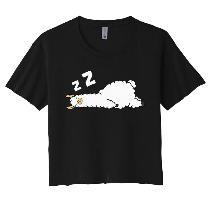 Llama Sleeping Tired Llama Pajama Love Llamas Women's Crop Top Tee