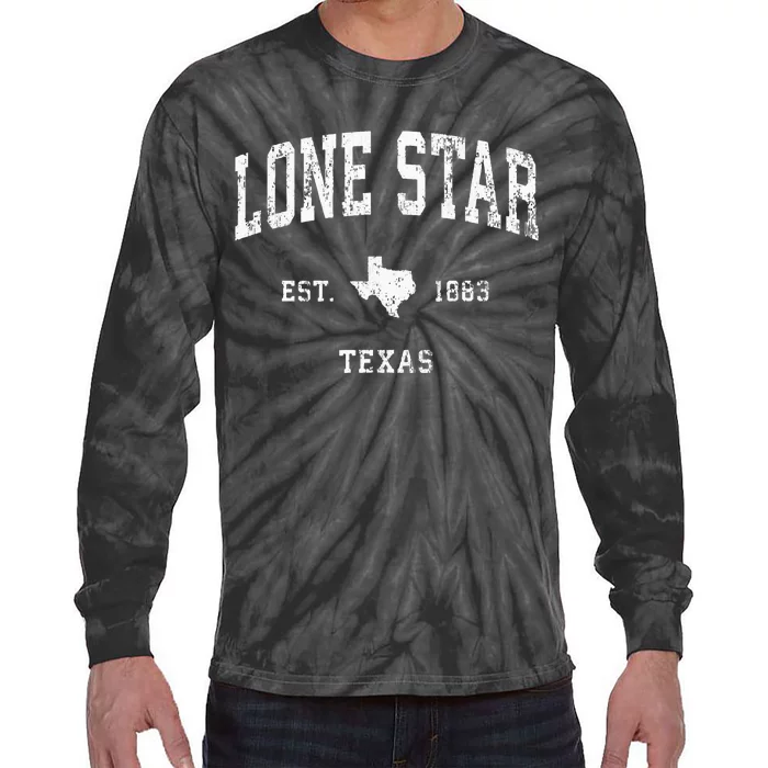 Lone Star Texas Tx Vintage Athletic Sports Design Tie-Dye Long Sleeve Shirt