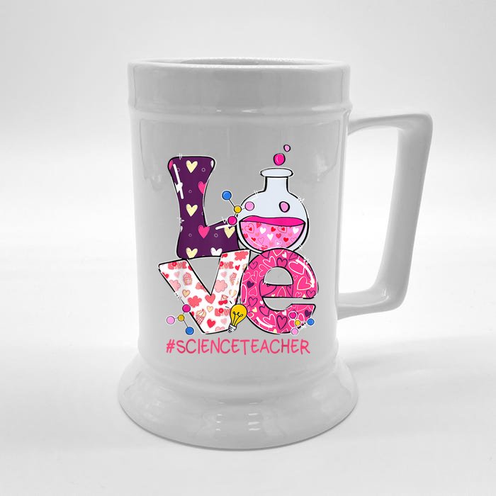 Love Science Teacher Valentine's Day Teacherlife Outfits Front & Back Beer Stein