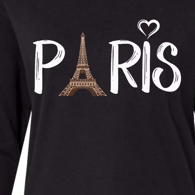 Love Sign The Eiffel Tower From Paris France Womens Cotton Relaxed Long Sleeve T-Shirt