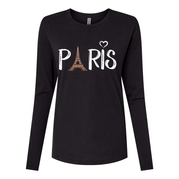 Love Sign The Eiffel Tower From Paris France Womens Cotton Relaxed Long Sleeve T-Shirt