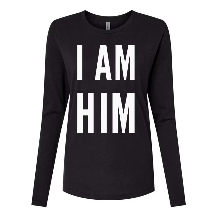 Lit Statement Top I Am Him Gift For Sports Fans I Am Him Womens Cotton Relaxed Long Sleeve T-Shirt