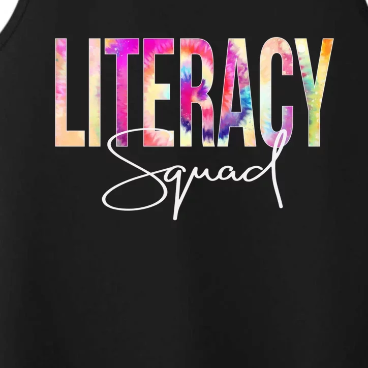 Literacy Squad Tie Dye Back To School Appreciation Gift Performance Tank