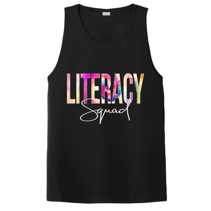 Literacy Squad Tie Dye Back To School Appreciation Gift Performance Tank