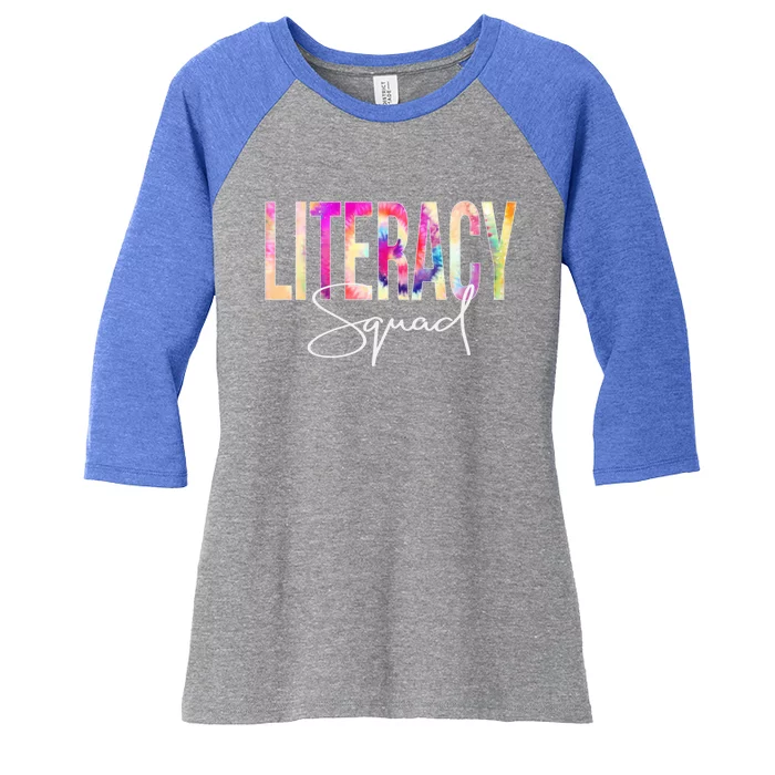 Literacy Squad Tie Dye Back To School Appreciation Gift Women's Tri-Blend 3/4-Sleeve Raglan Shirt