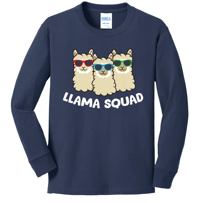 Llama Squad Team Llama Matching Sunglasses Love Llamas Kids Long Sleeve Shirt