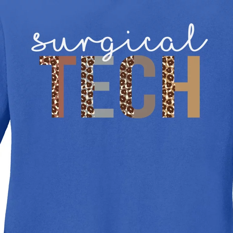 Leopard Surgical Tech Appreciation Healthcare Workers Cute Gift Ladies Long Sleeve Shirt