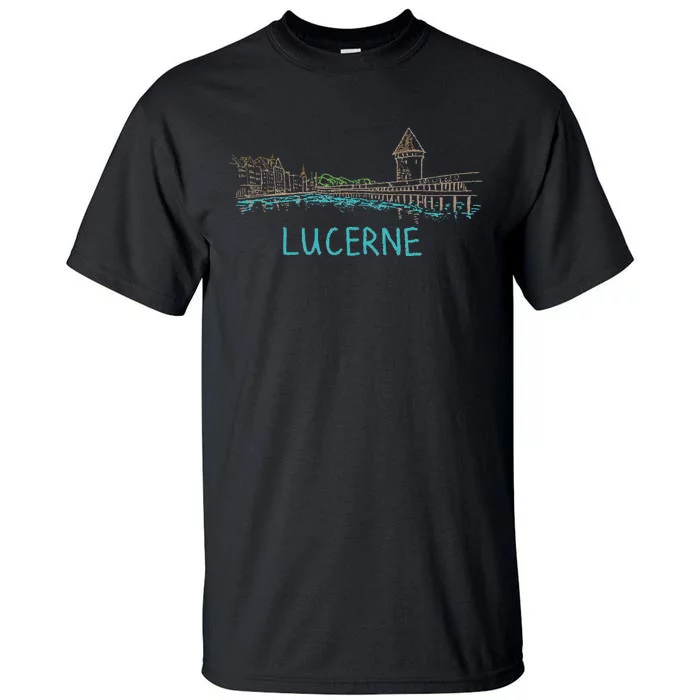 Lucerne Switzerland Unique Hand Drawn Art Gift Tall T-Shirt