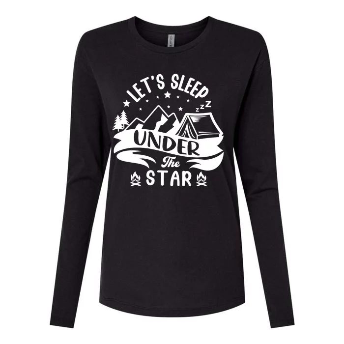 Lets Sleep Under The Stars Camping Womens Cotton Relaxed Long Sleeve T-Shirt