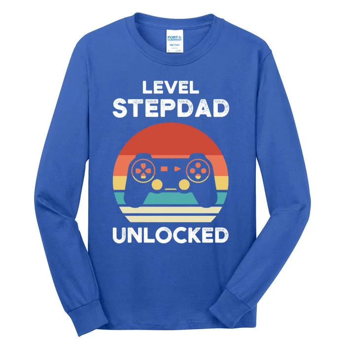 Level Stepdad Unlocked Stepson Bonusson Stepdad Funny Gift Tall Long Sleeve T-Shirt