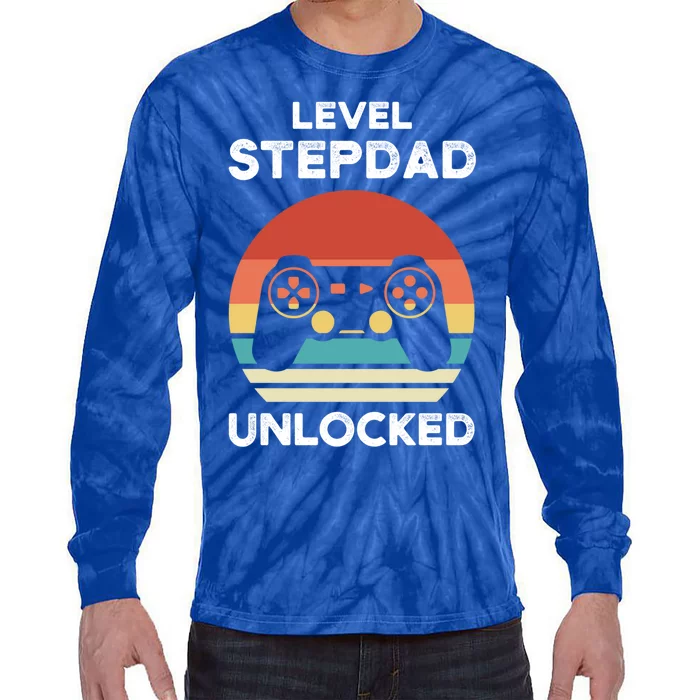 Level Stepdad Unlocked Stepson Bonusson Stepdad Funny Gift Tie-Dye Long Sleeve Shirt