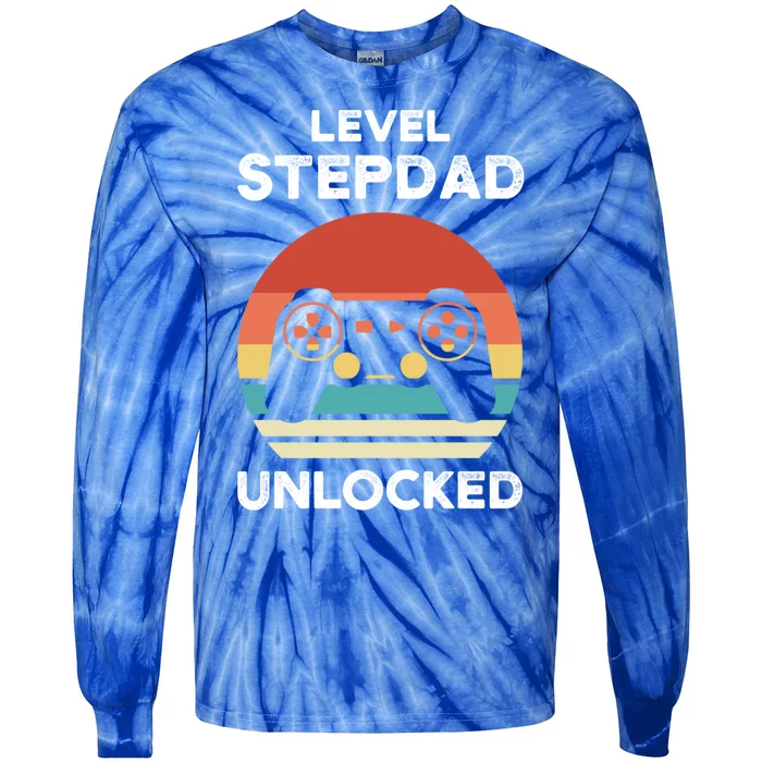 Level Stepdad Unlocked Stepson Bonusson Stepdad Funny Gift Tie-Dye Long Sleeve Shirt