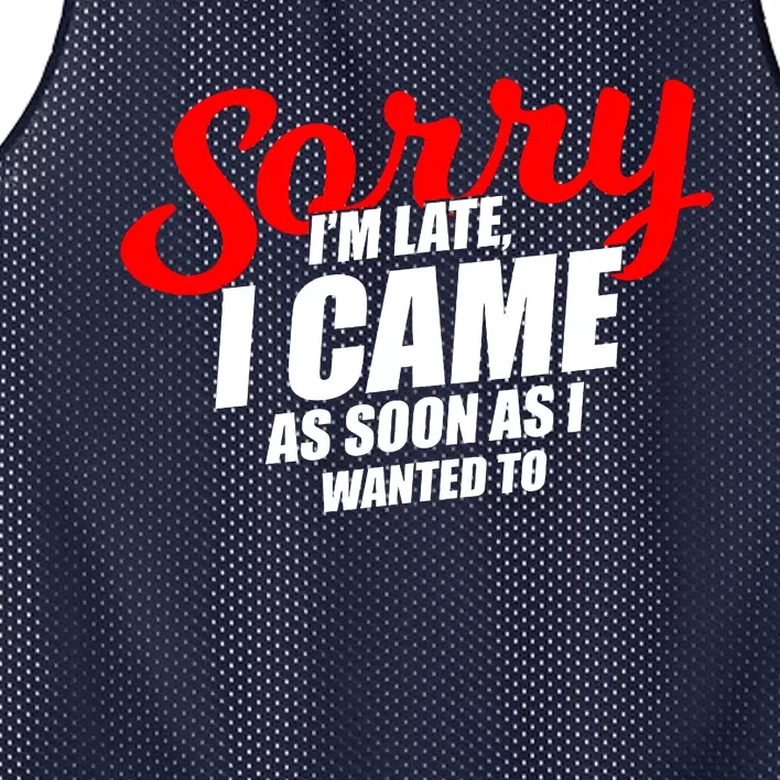 Late Sarcastic Unpunctual Excuse Joke Gift Mesh Reversible Basketball Jersey Tank