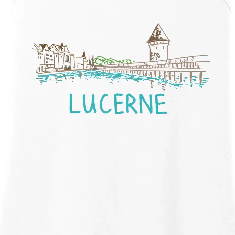 Lucerne Switzerland Unique Hand Drawn Art Gift Women Ladies Essential Tank