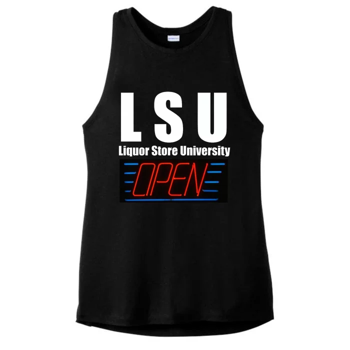 Liquor Store University LSU Funny Parody Ladies Tri-Blend Wicking Tank