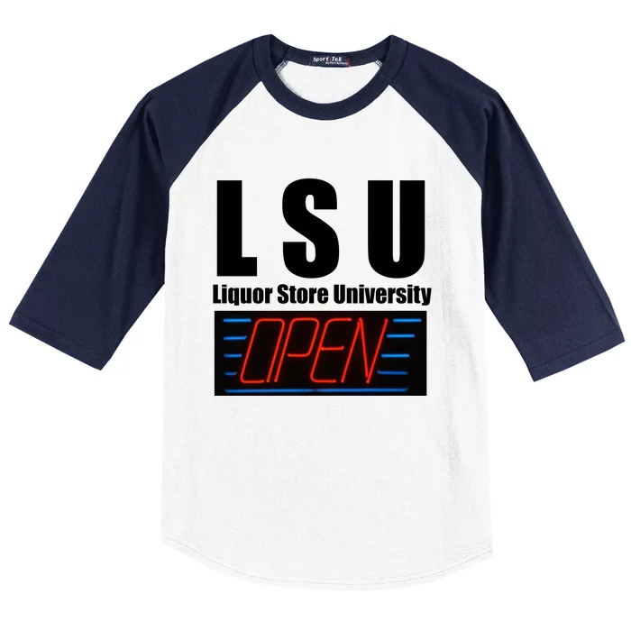 Liquor Store University LSU Funny Parody Baseball Sleeve Shirt