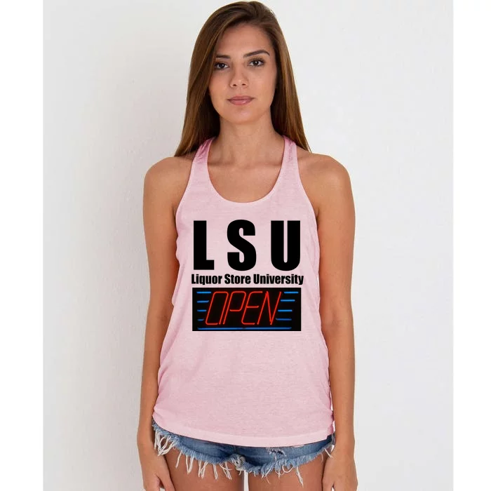 Liquor Store University LSU Funny Parody Women's Knotted Racerback Tank