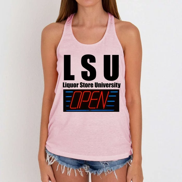 Liquor Store University LSU Funny Parody Women's Knotted Racerback Tank