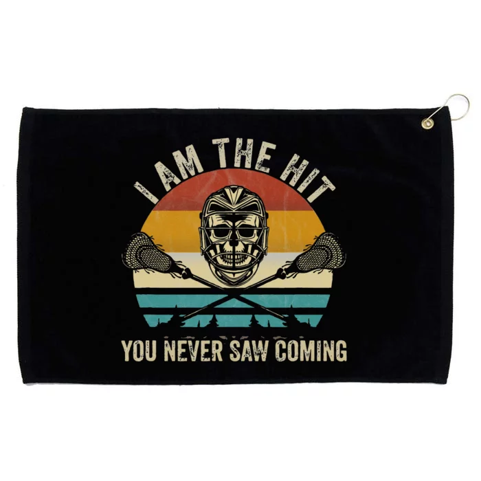 Lacrosse Skull Vintage Retro Lacrosse Stick Sun Quote Grommeted Golf Towel