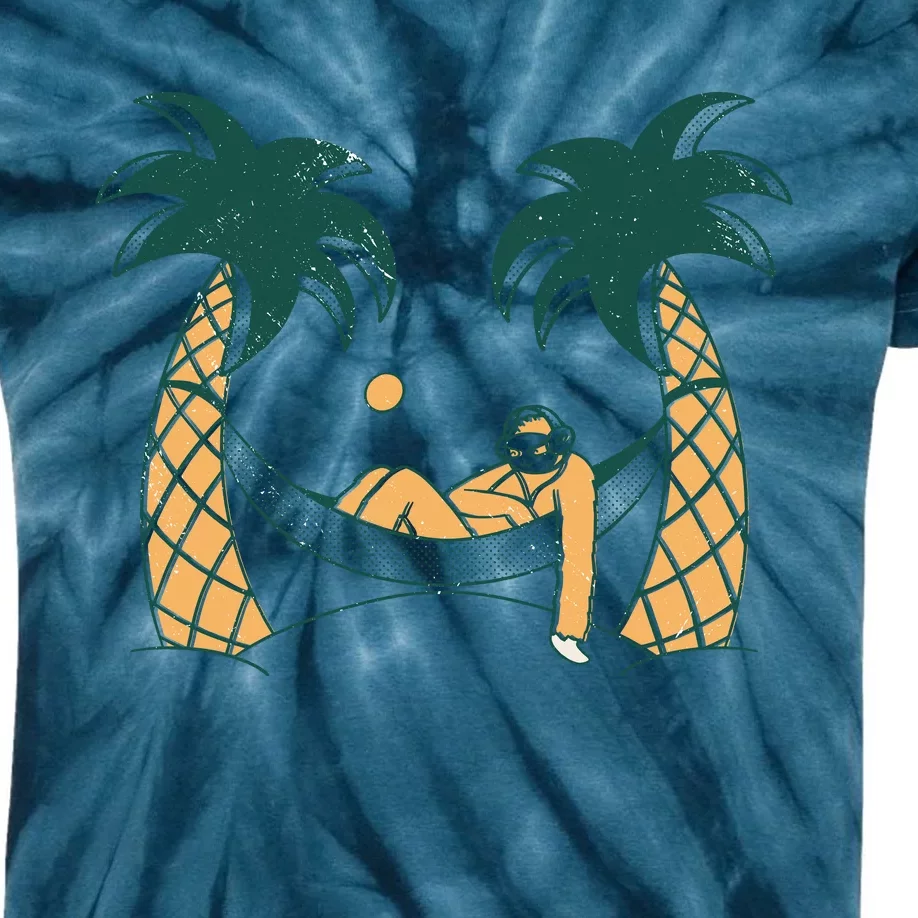 Lazy Sloth Vacation Palm Tree Kids Tie-Dye T-Shirt