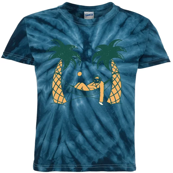 Lazy Sloth Vacation Palm Tree Kids Tie-Dye T-Shirt